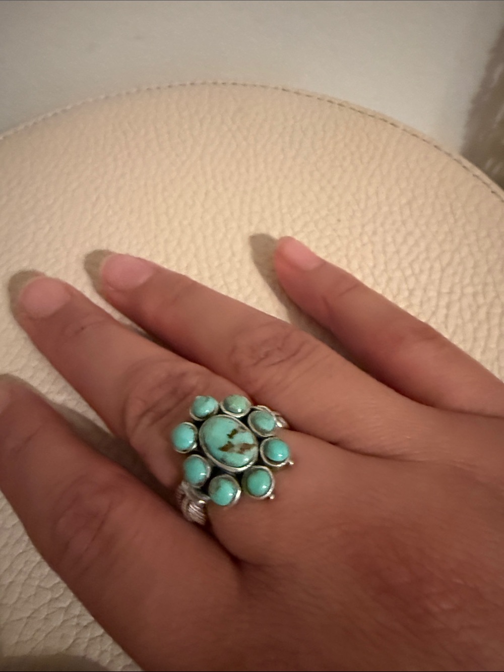 Native Turquoise Cluster Ring in Blue-Green